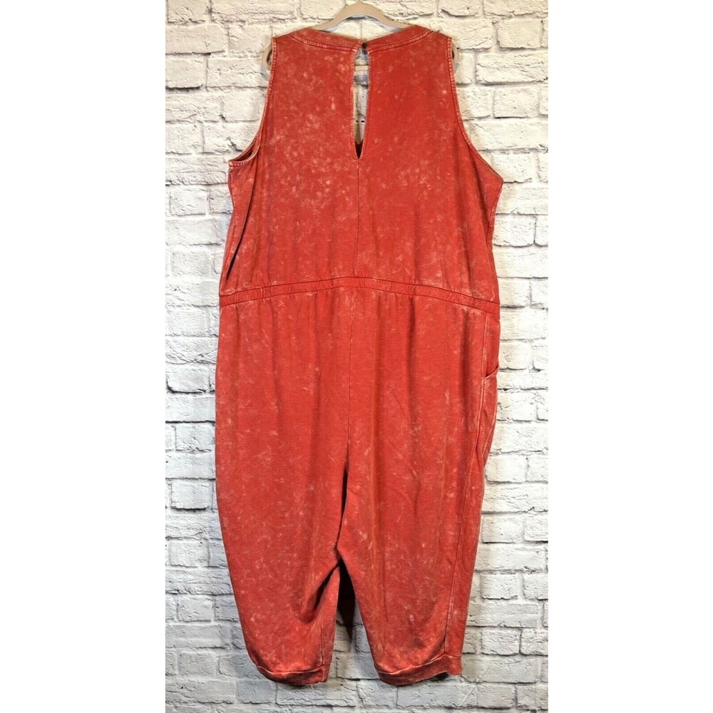 Lane Bryant Livi Sleeveless French Terry Jumpsuit Red POCKETS Plus 34/36 NWT - Picture 3 of 9